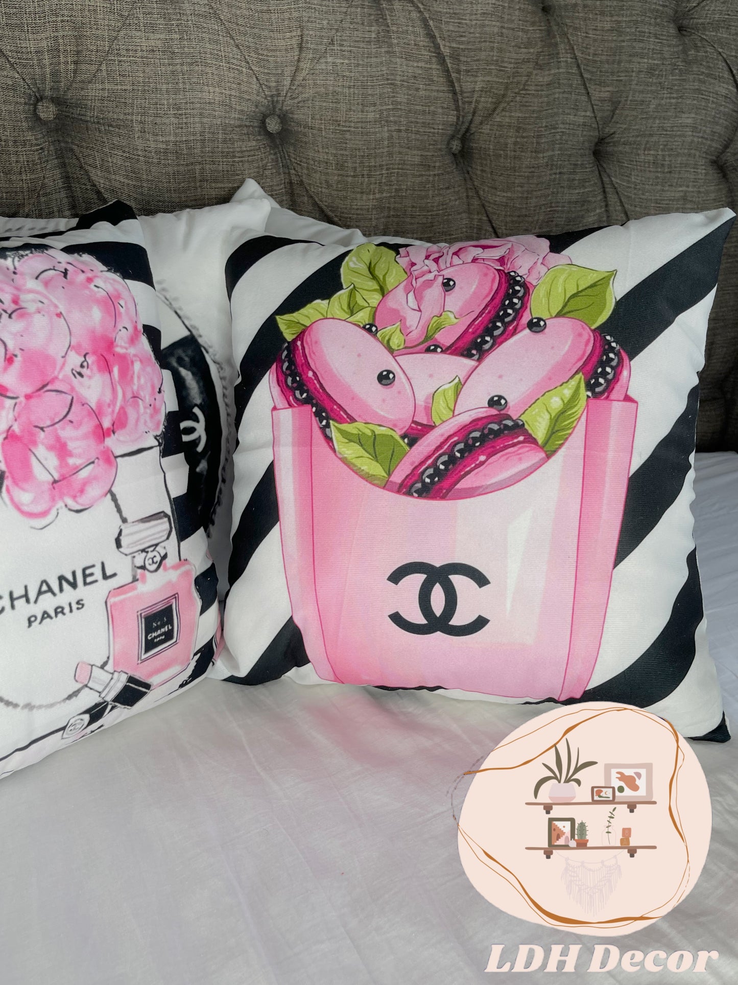 Stripped Chanel Inspired Throw Pillow
