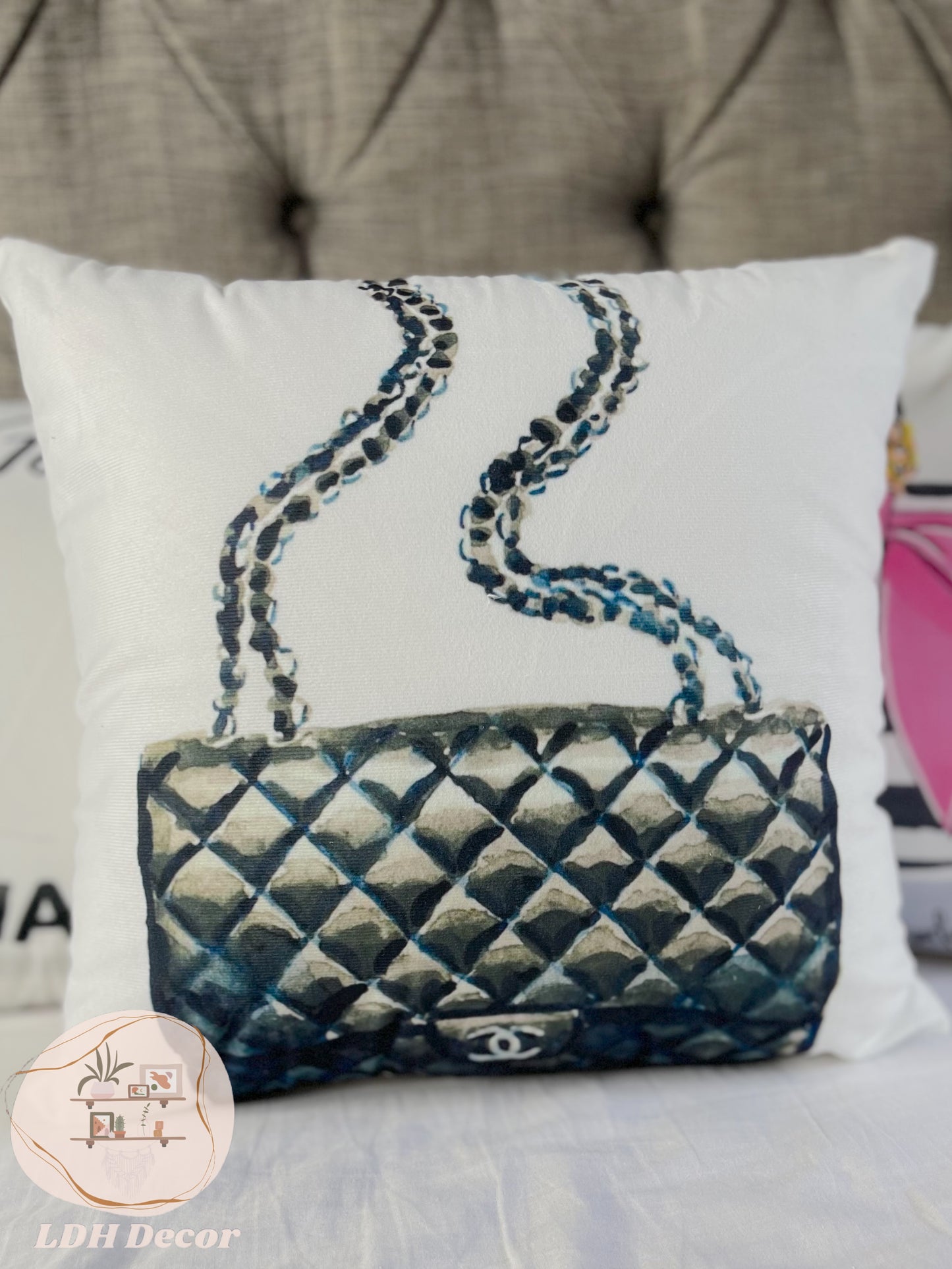 Black & White Chanel Inspired Throw Pillow