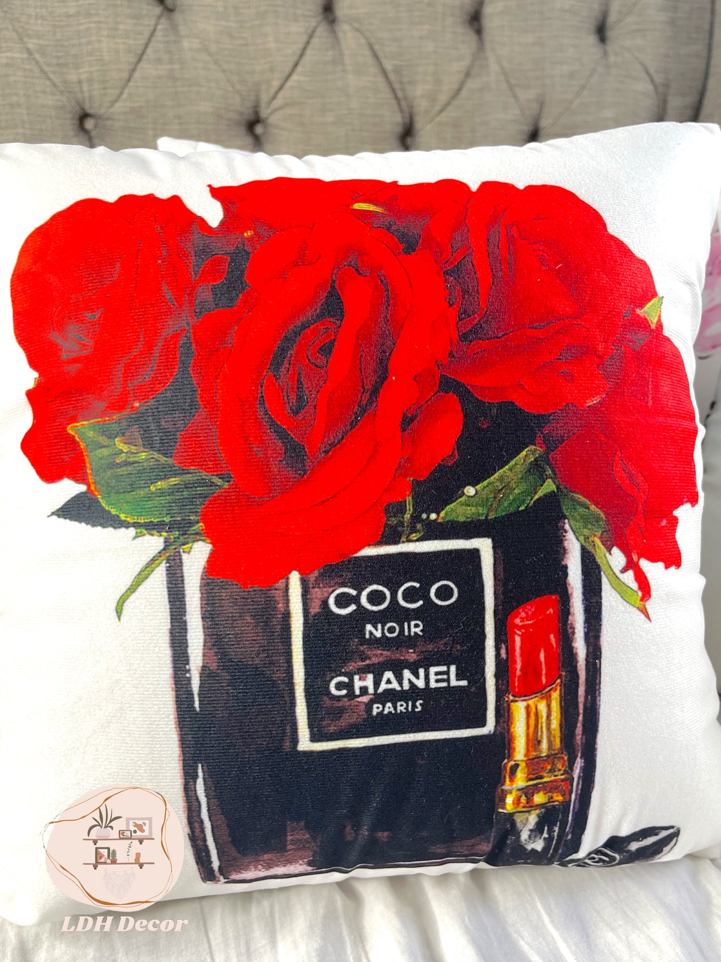 Red COCO Chanel Inspired Throw Pillow