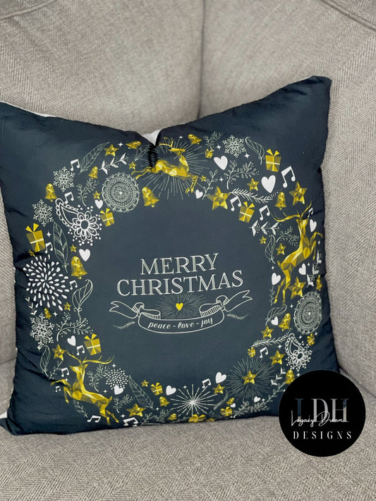 Black and white Christmas Throw Pillow