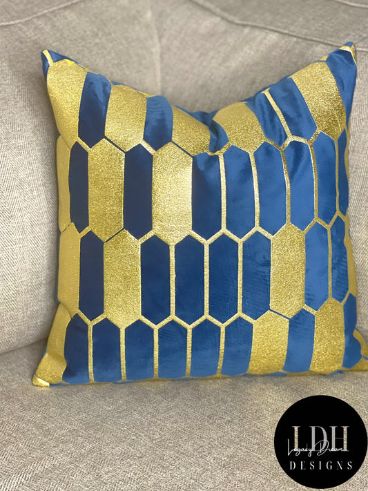 Navy Blue & Gold Glam Throw Pillow