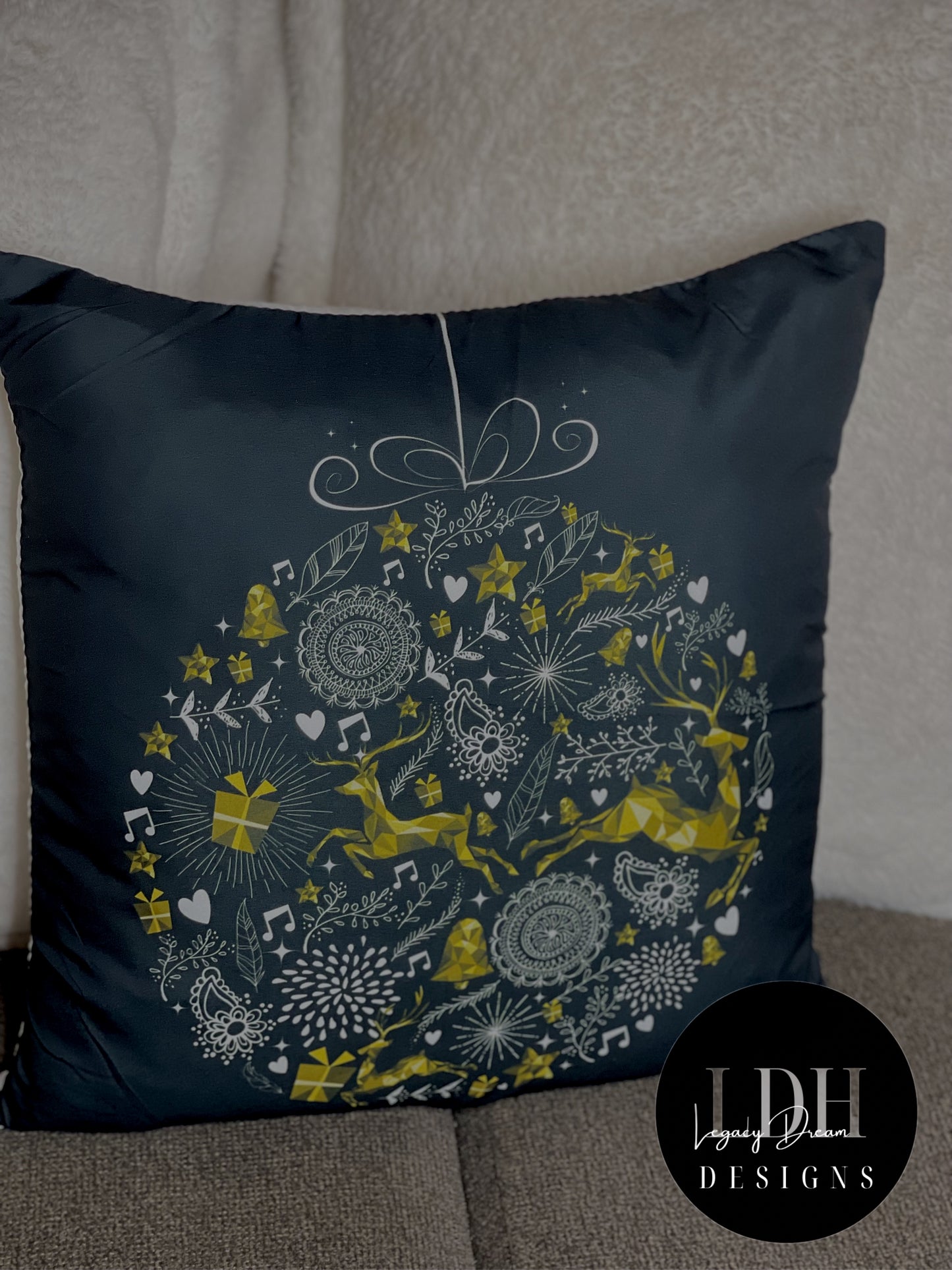 Black Ornament Throw Pillow