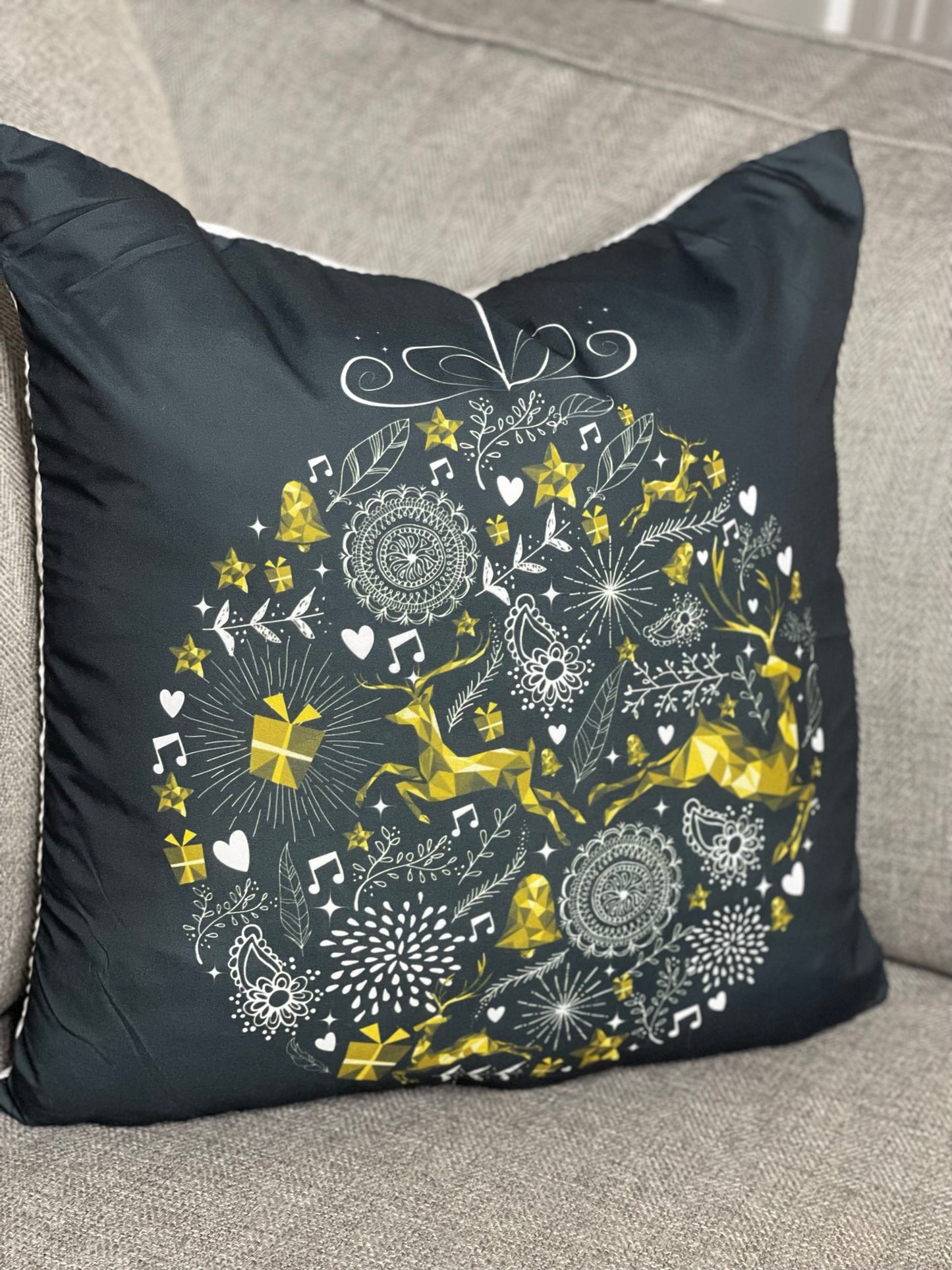 Black Ornament Throw Pillow