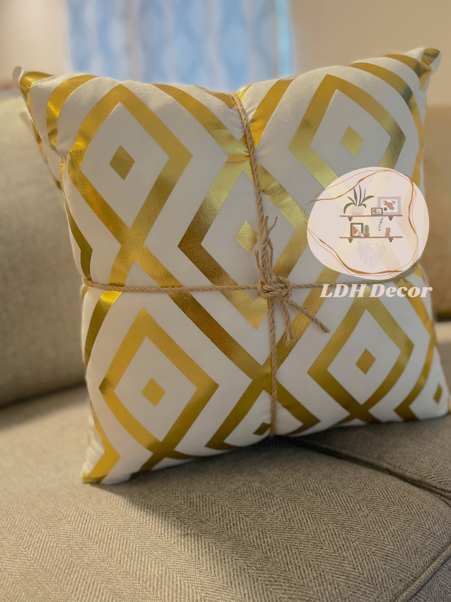 Modern White & Gold Pillow
