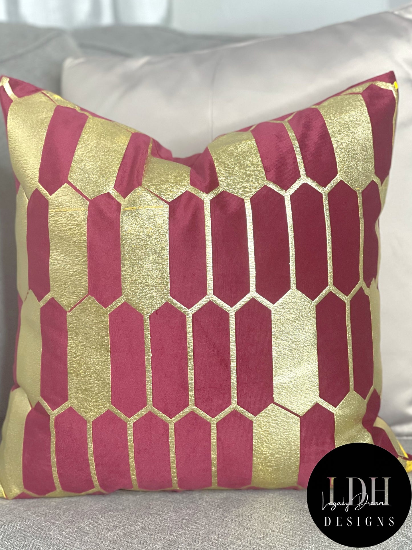 Burgundy & Gold Glam Throw Pillow