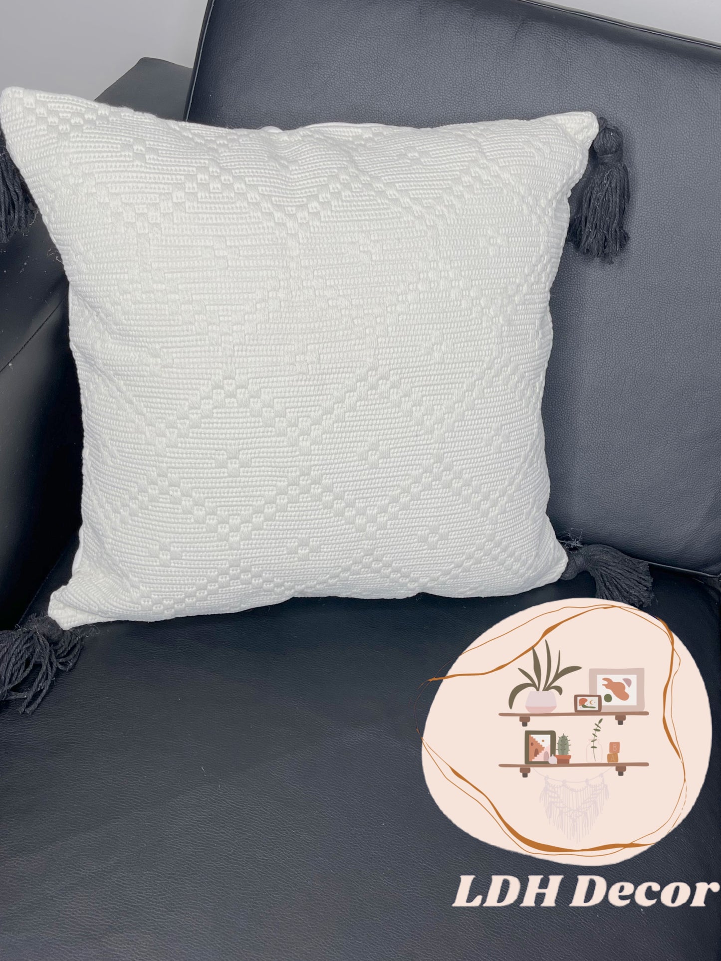 Classic White Bohemian Throw Pillow