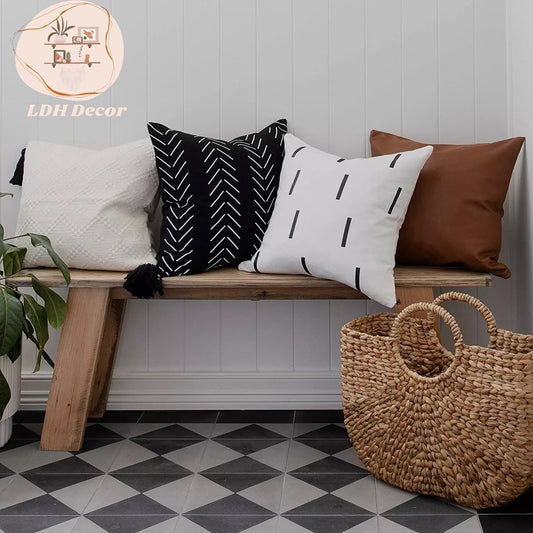 White & Black Minimalistic Throw pillow