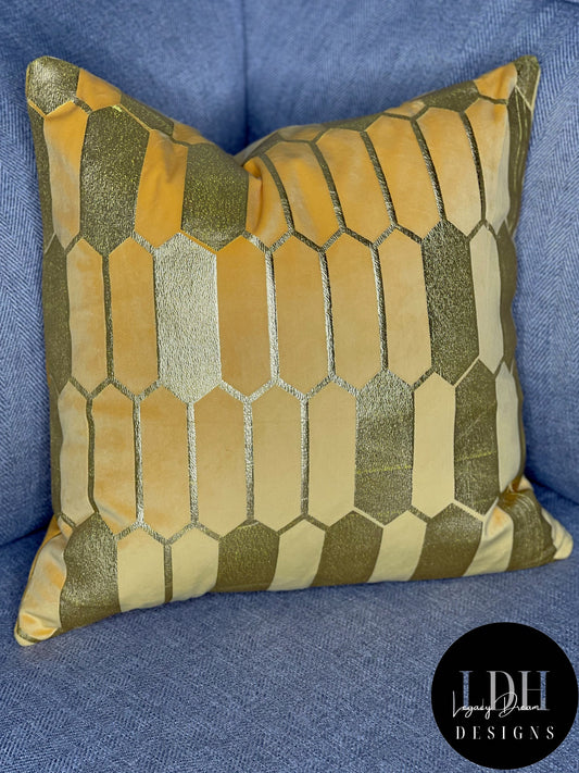 Yellow & Gold Geometric Glam Throw Pillow