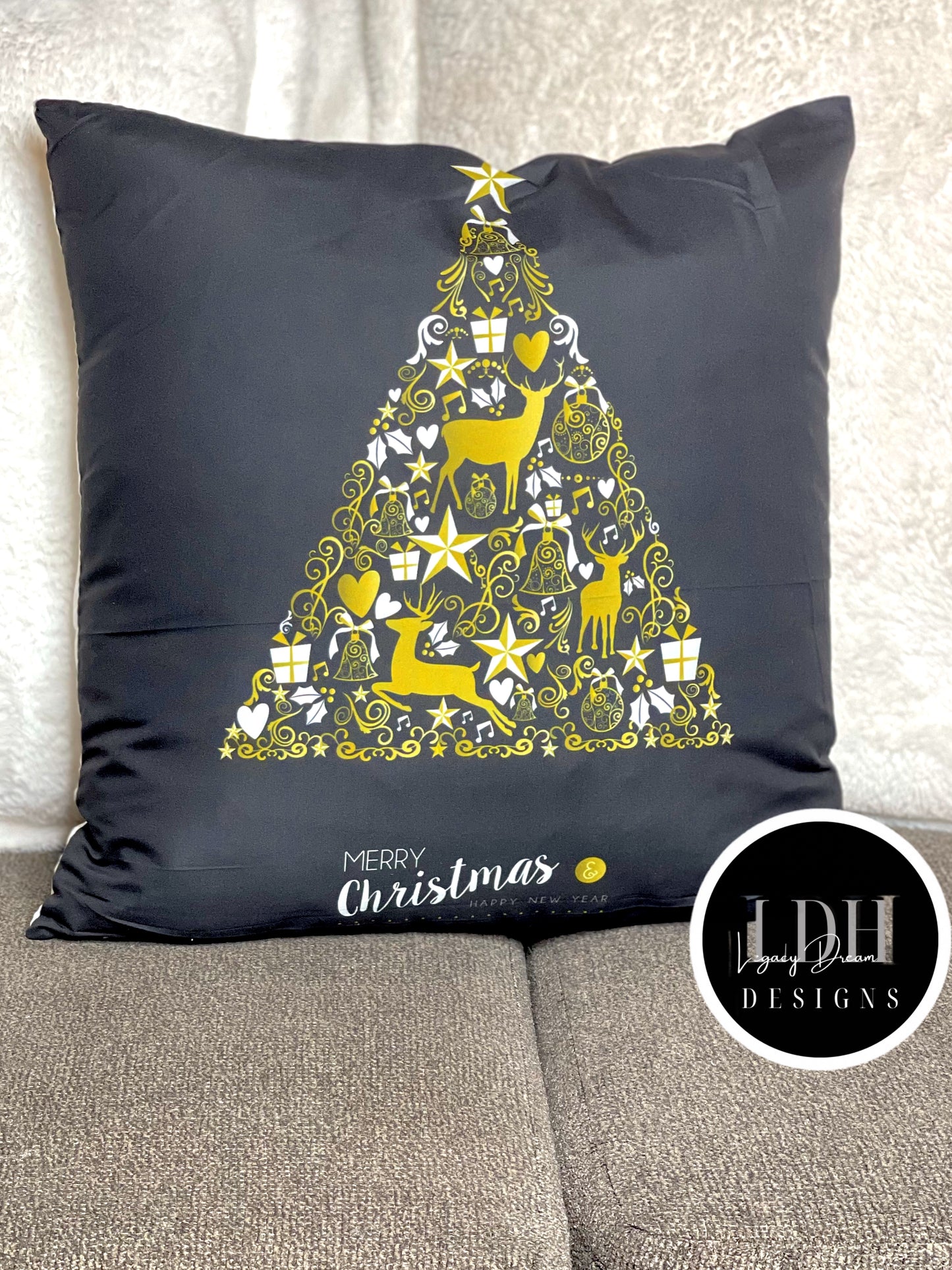 Black Christmas Throw Pillow