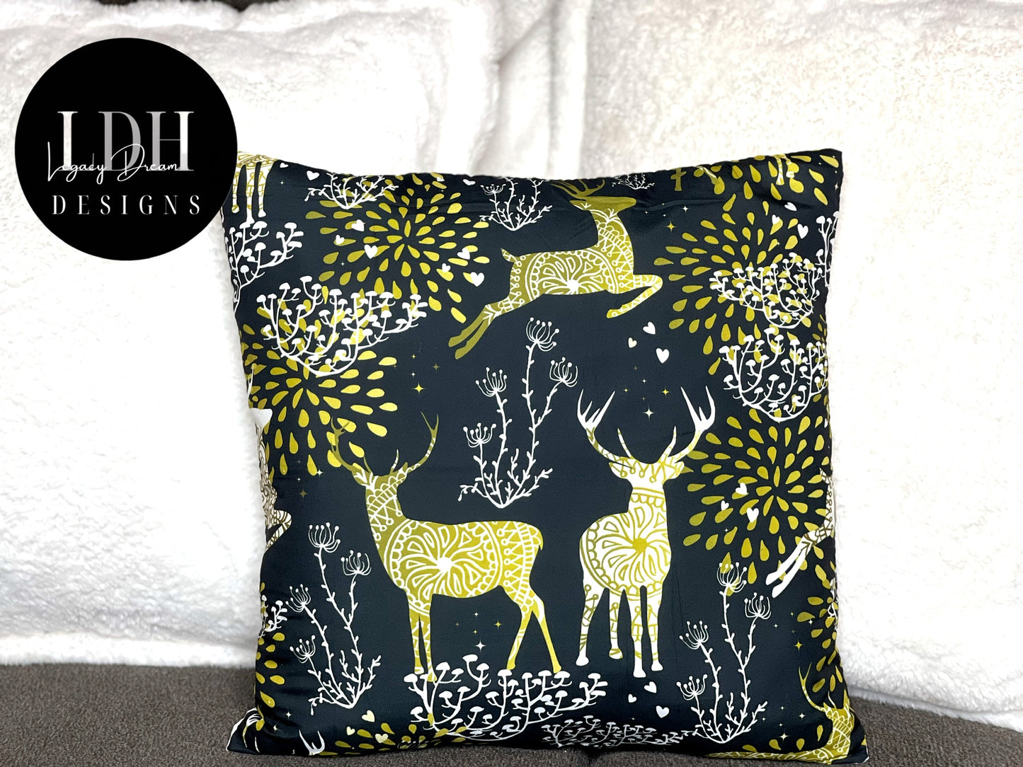 Reindeer Holiday Throw Pillow