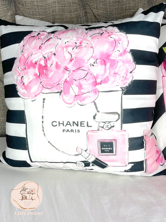 Classic Striped Chanel Inspired Throw Pillow