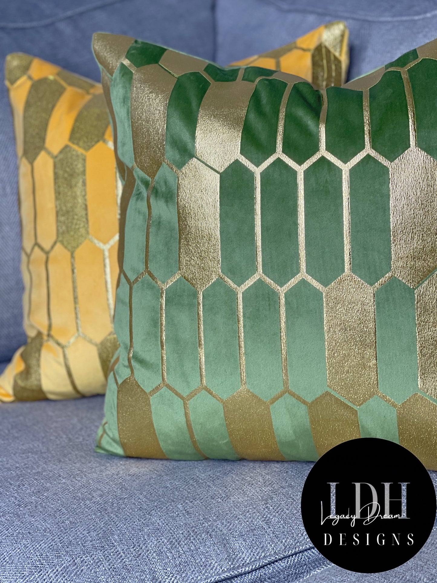 Yellow & Gold Geometric Glam Throw Pillow