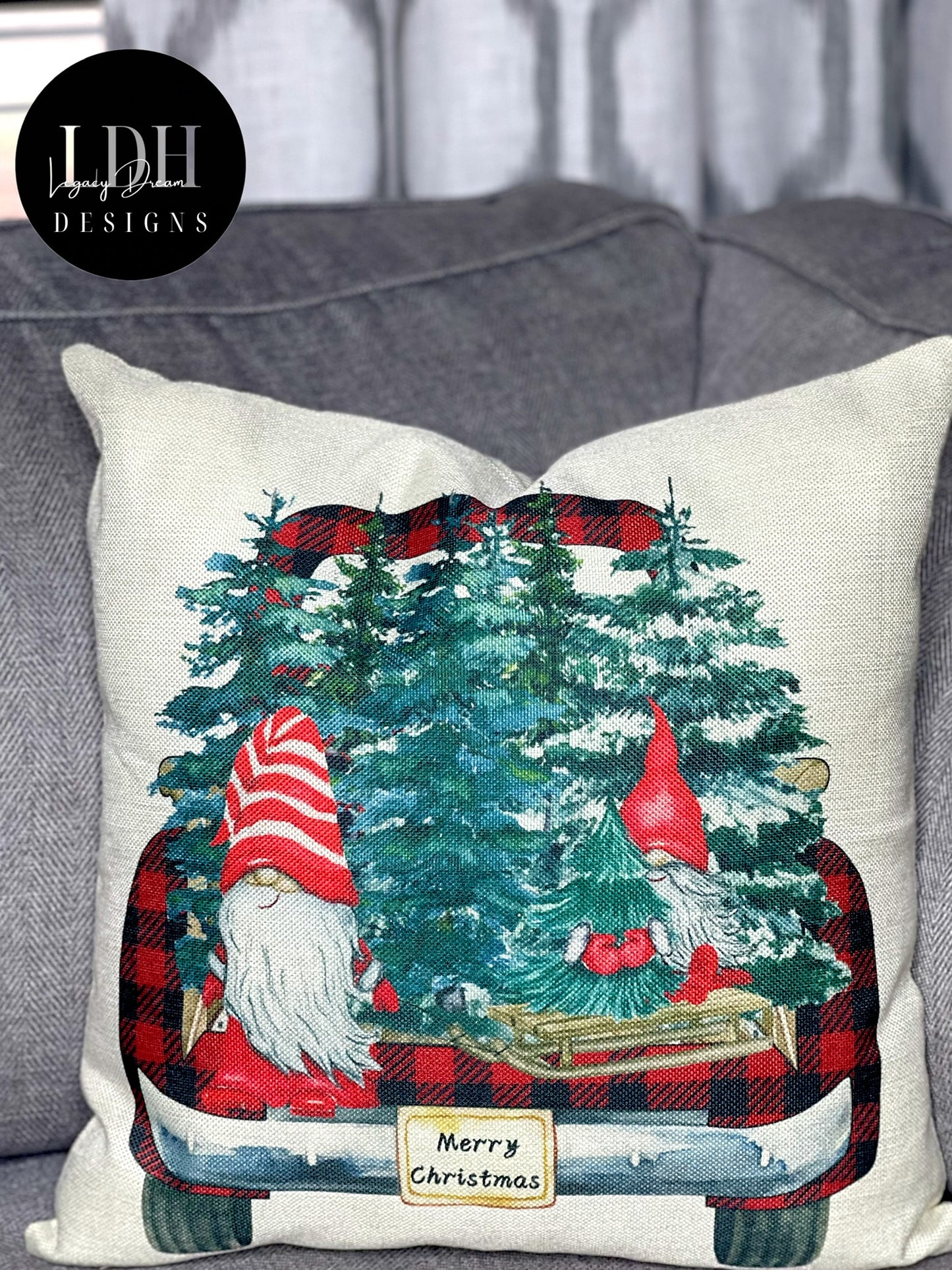 Cream Holiday Throw Pillow