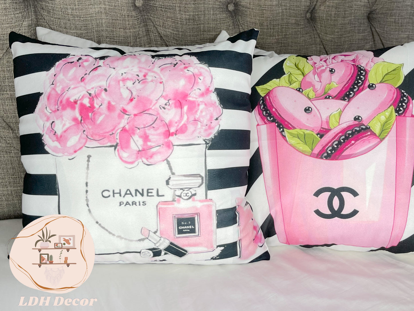 Classic Striped Chanel Inspired Throw Pillow