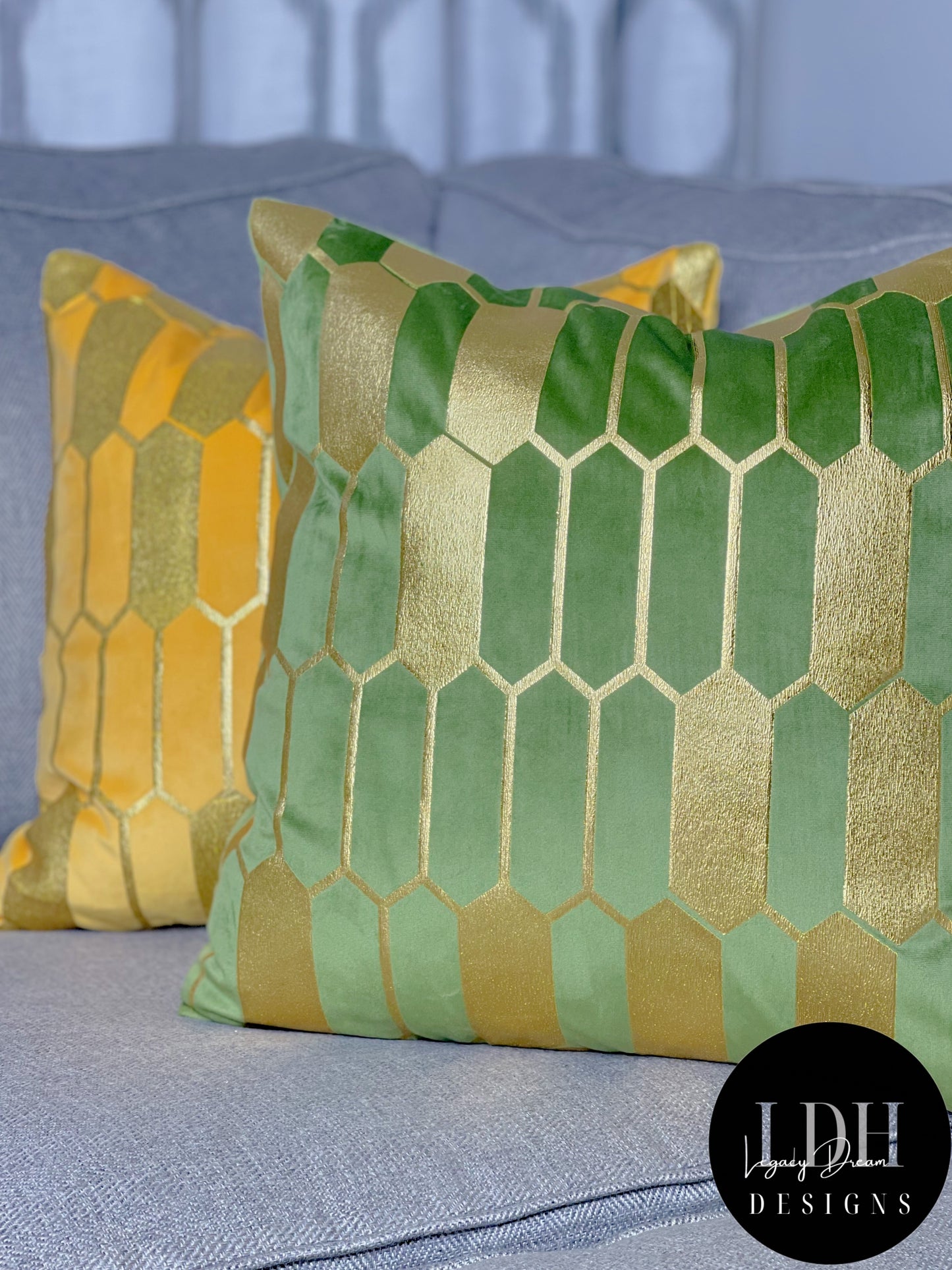 Yellow & Gold Geometric Glam Throw Pillow