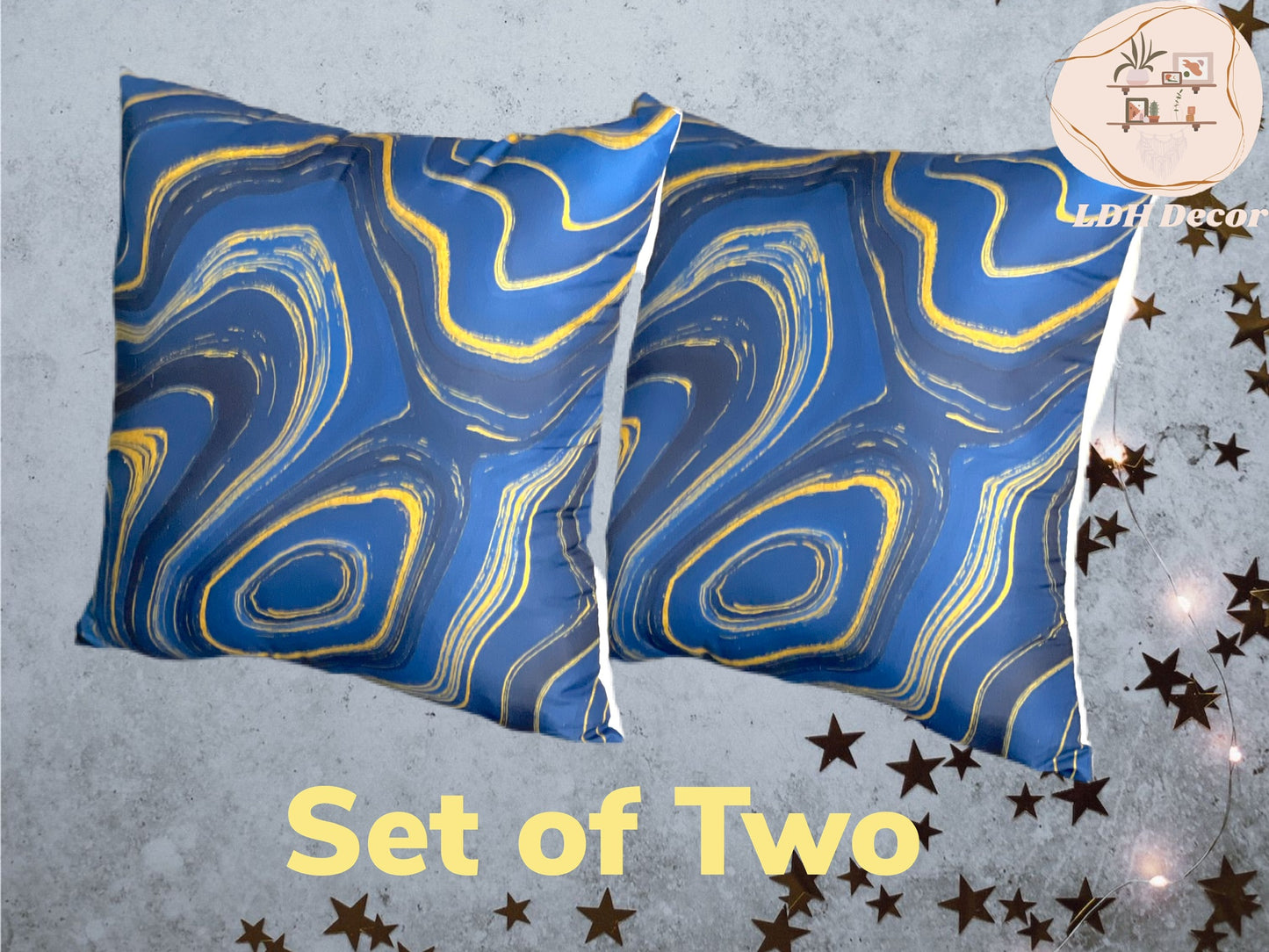 Blue & Gold Abstract Pillow