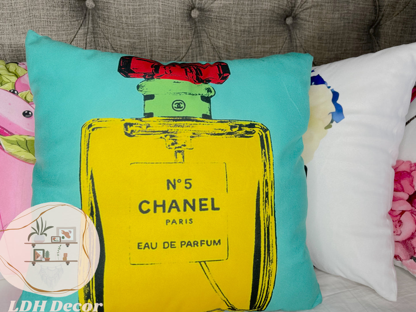 Blue & Gold Chanel Inspired Throw Pillow