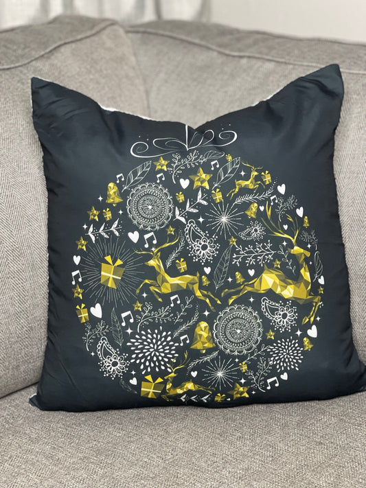Black Ornament Throw Pillow