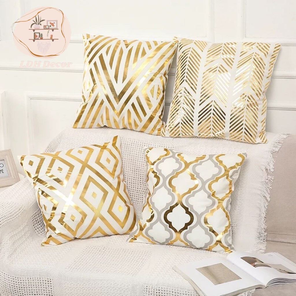 Modern White & Gold Pillow
