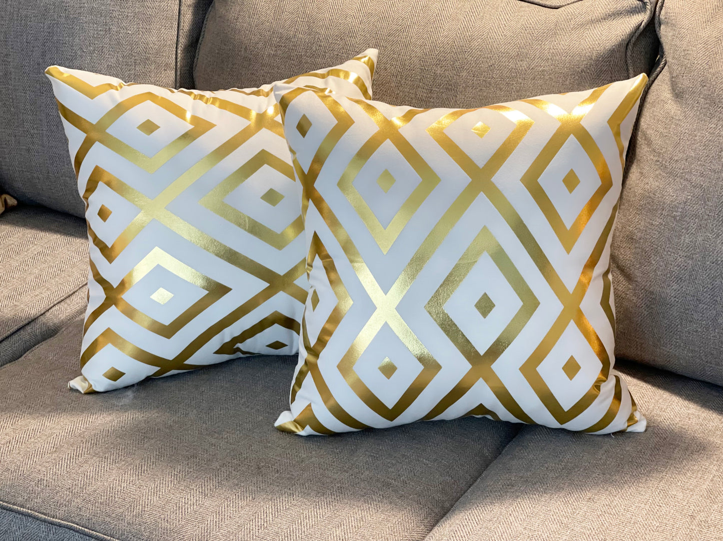 Modern White & Gold Pillow