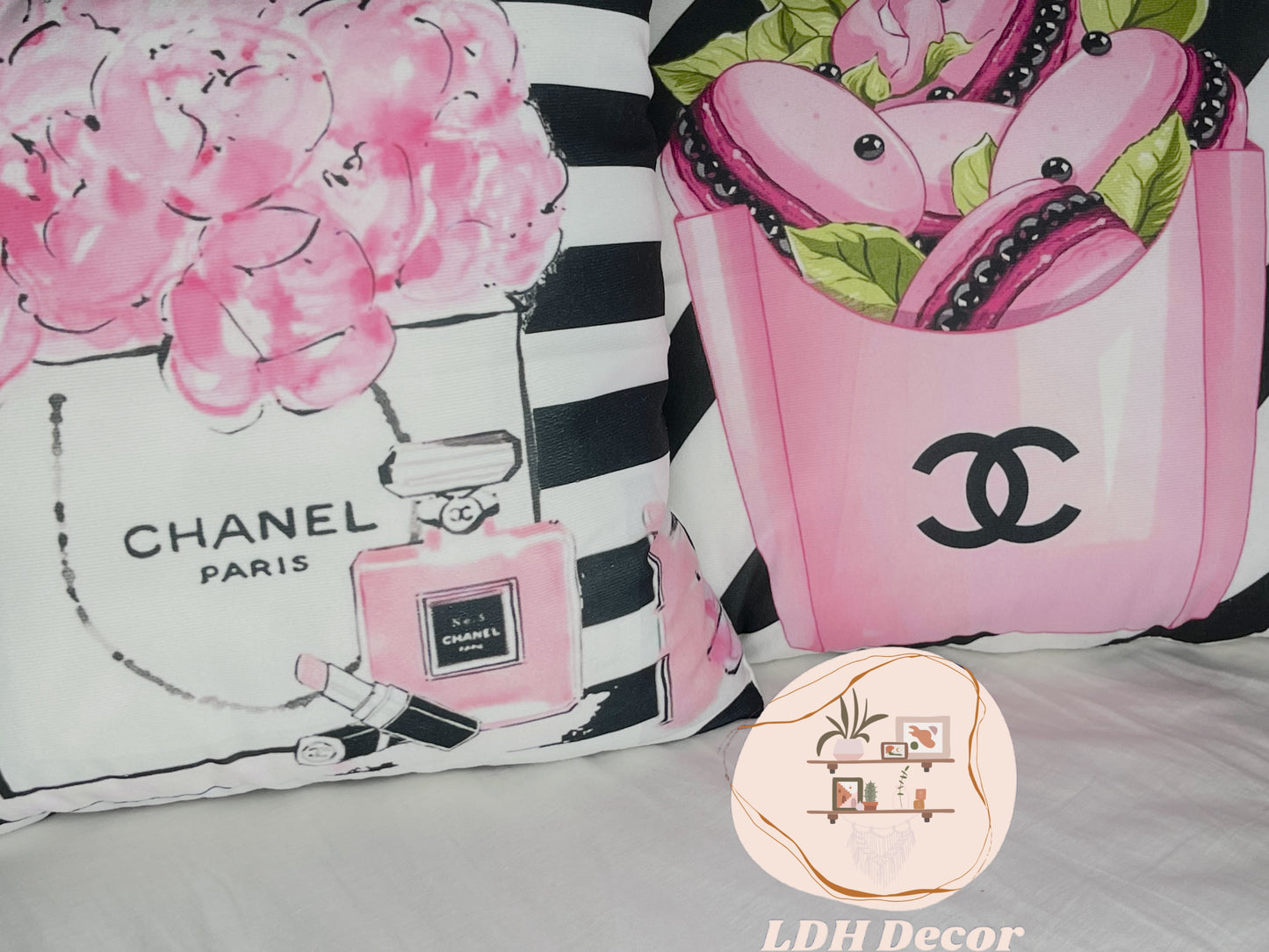 Classic Striped Chanel Inspired Throw Pillow