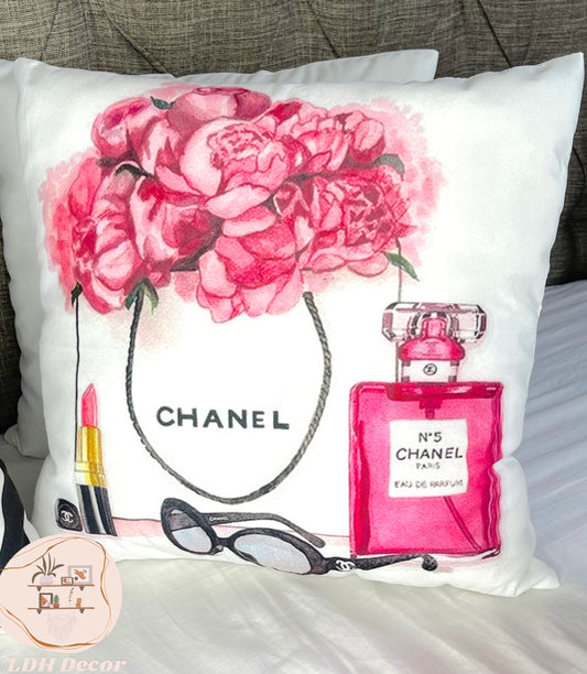 Pink Chanel Inspired Throw Pillow