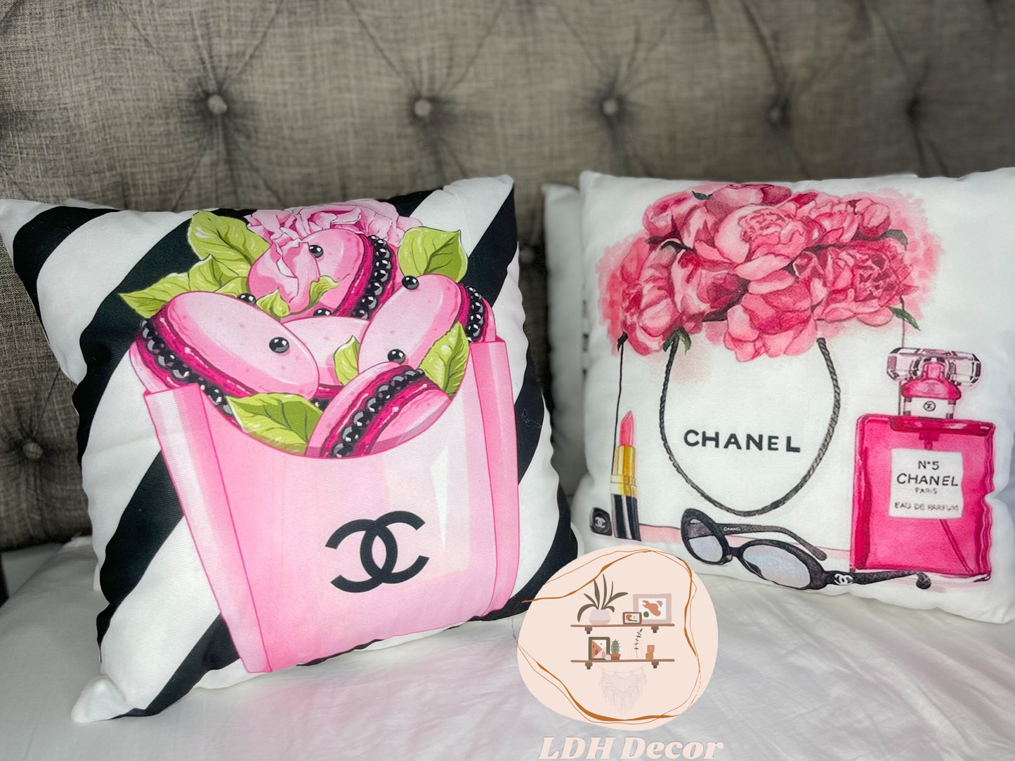 Pink Chanel Inspired Throw Pillow