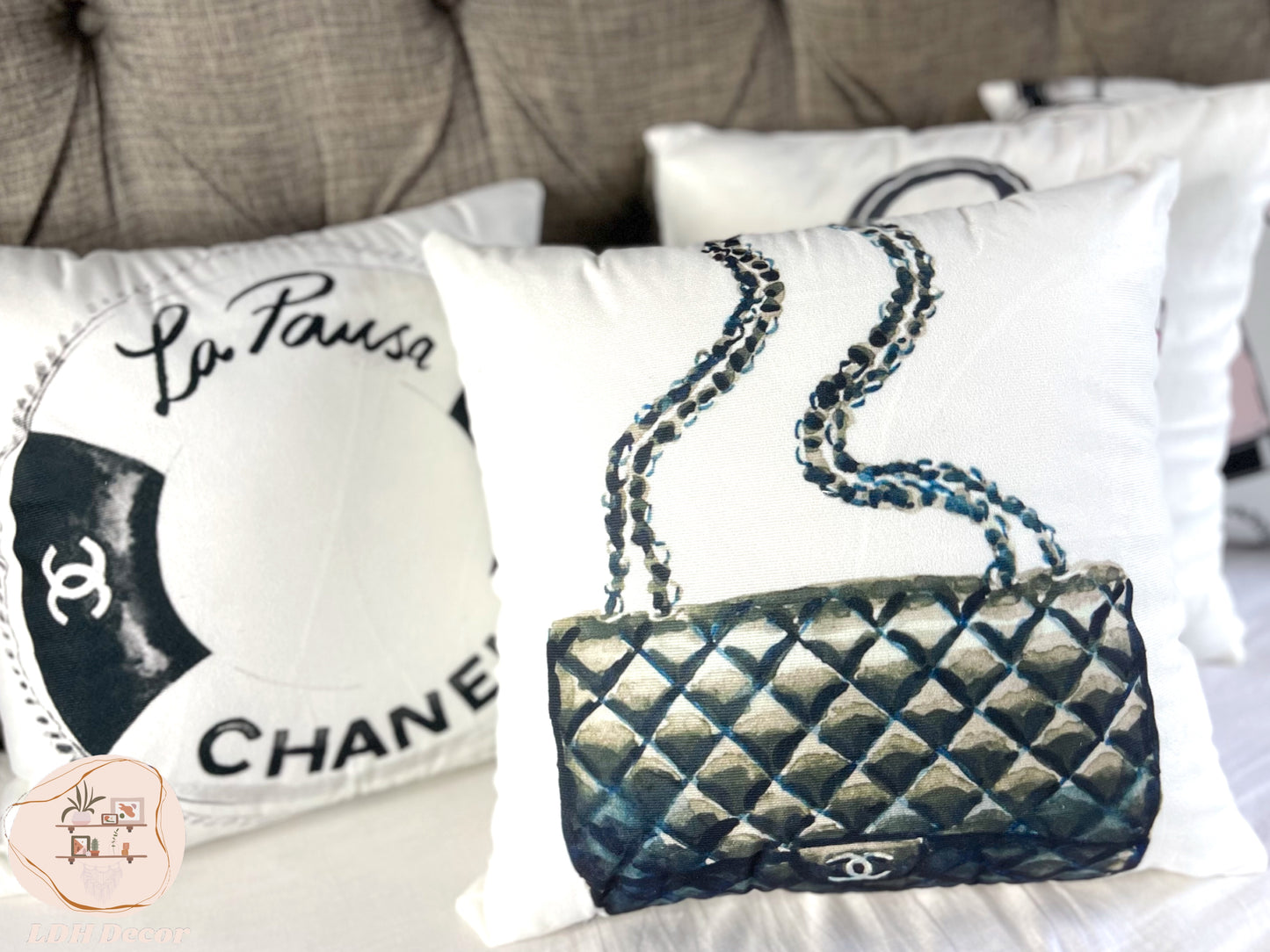 Sleek Chanel Inspired Throw Pillow
