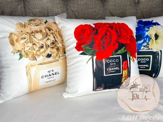 Red COCO Chanel Inspired Throw Pillow