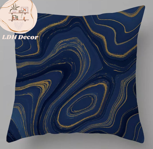 Blue & Gold Abstract Pillow