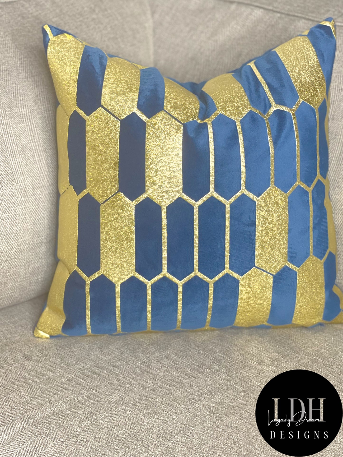 Navy Blue & Gold Glam Throw Pillow