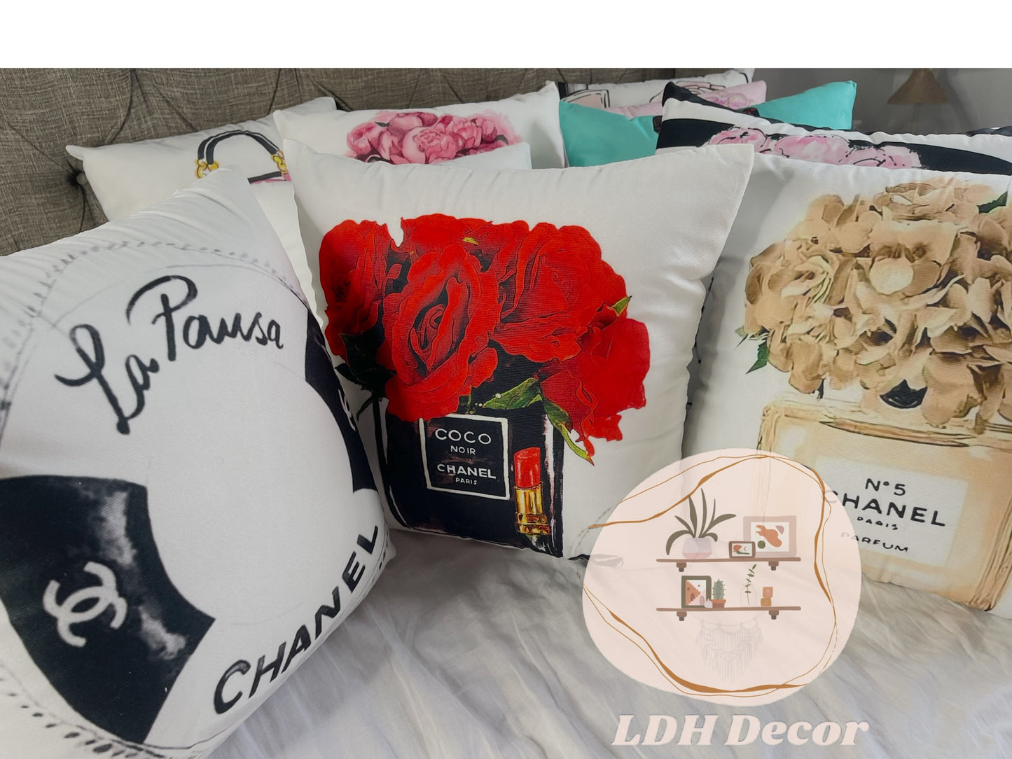 Red COCO Chanel Inspired Throw Pillow