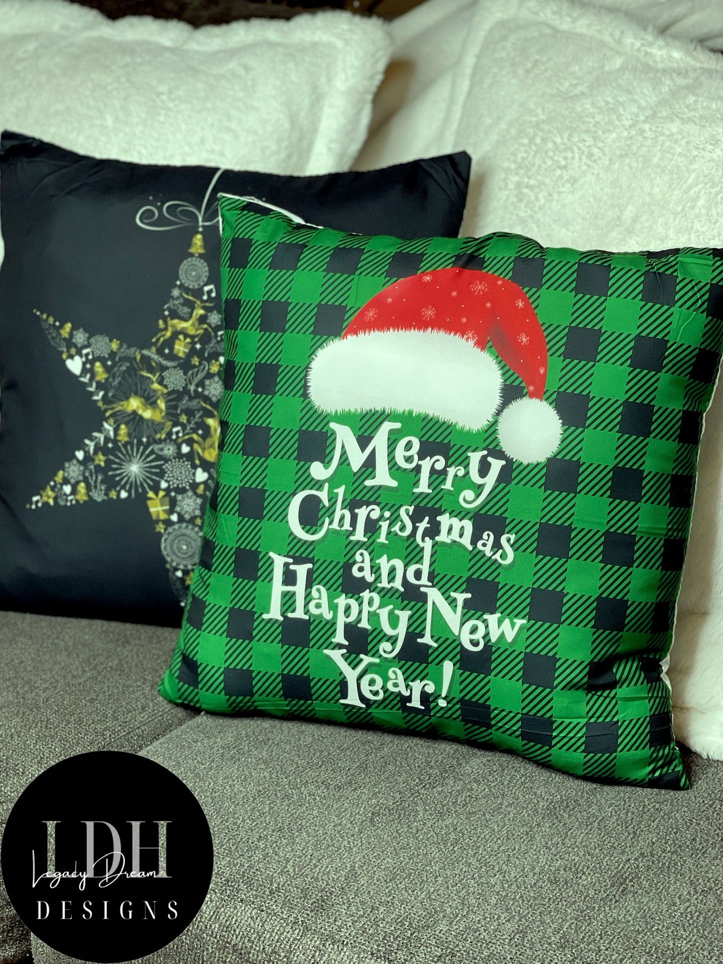 Green Holiday Throw Pillow