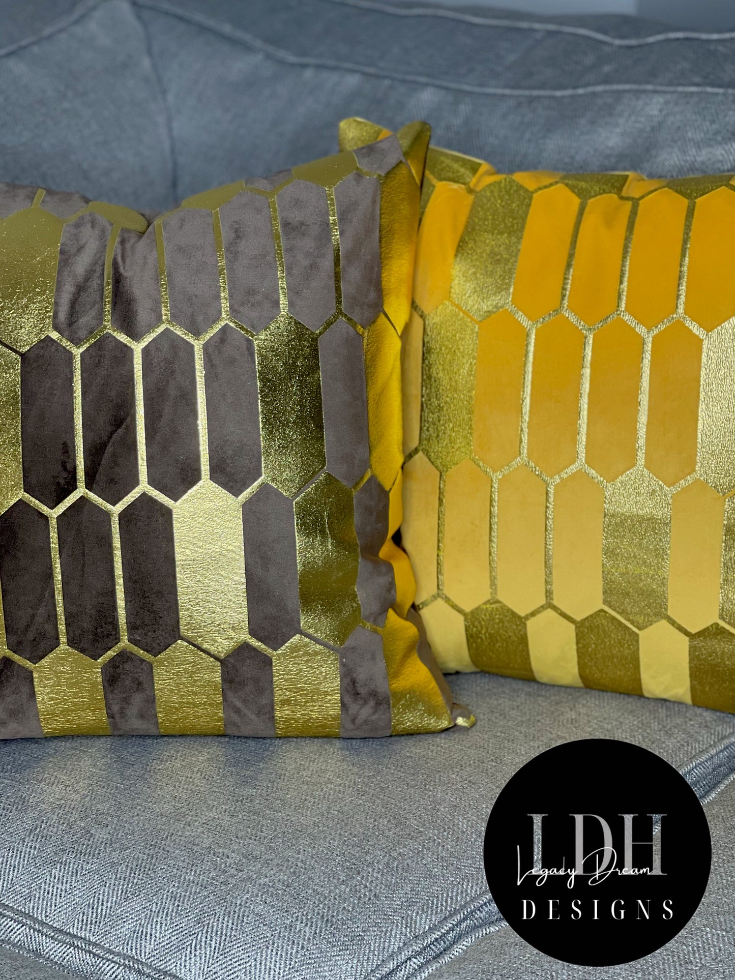 Yellow & Gold Geometric Glam Throw Pillow