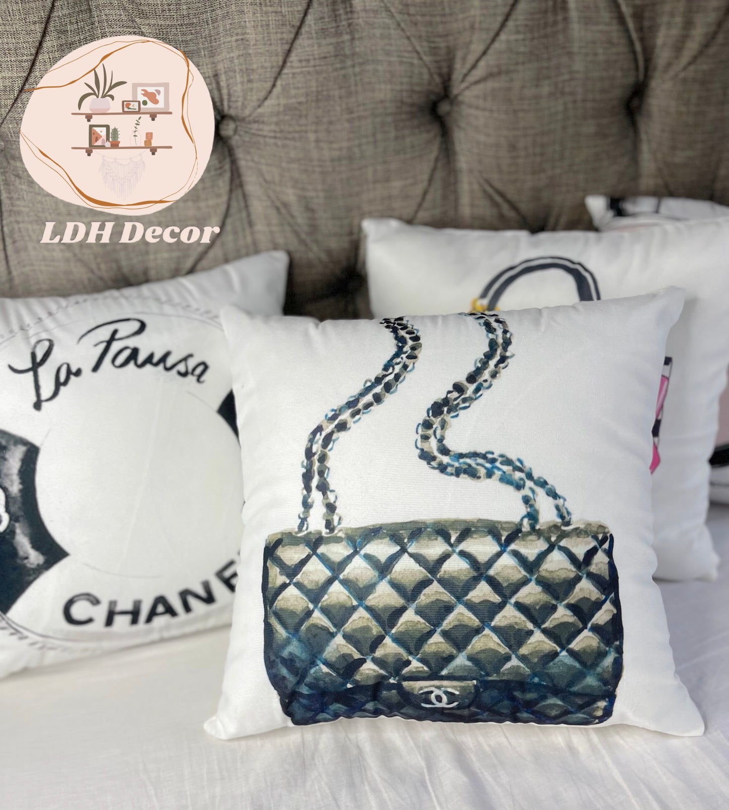 Sleek Chanel Inspired Throw Pillow