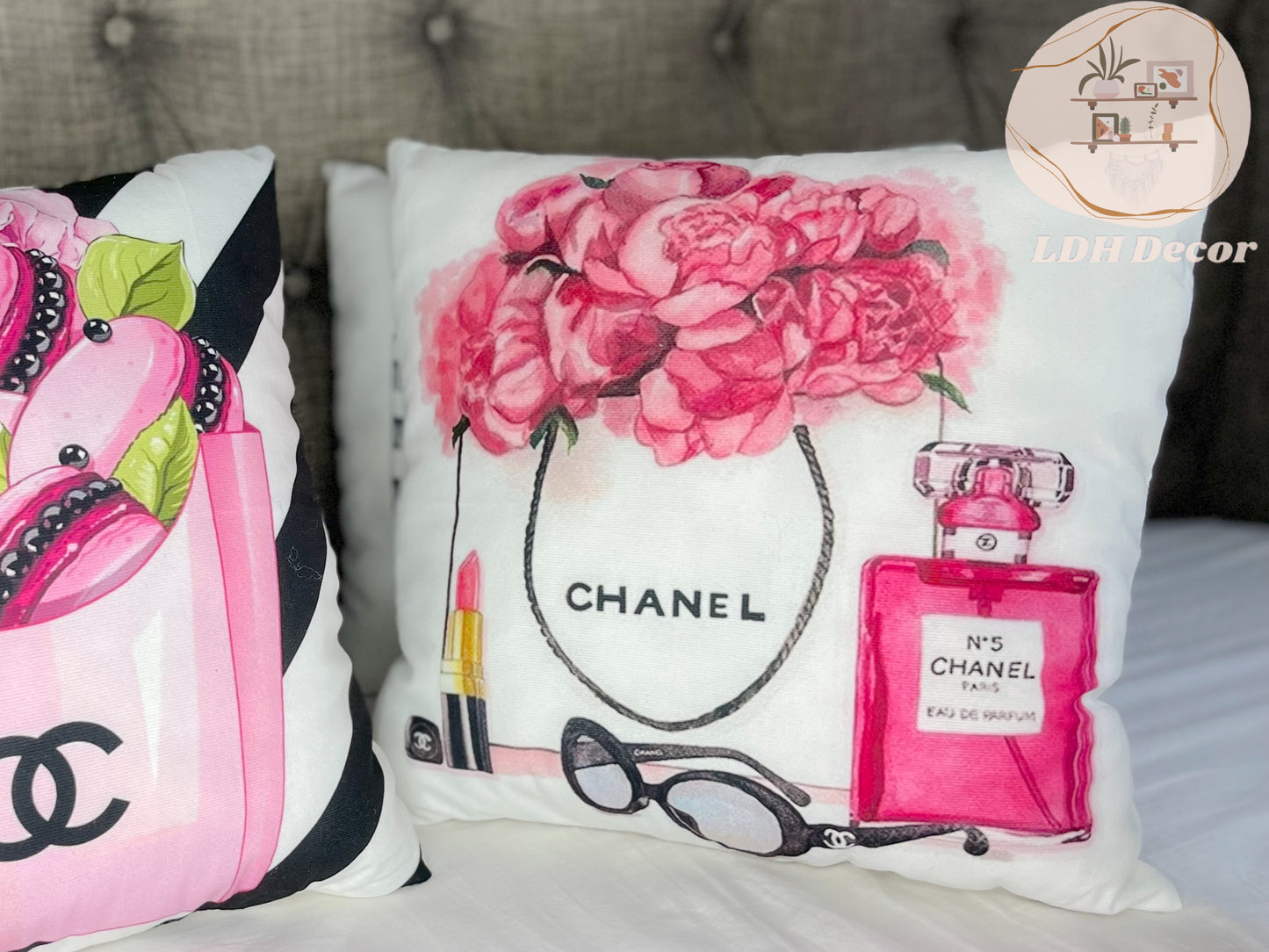 Pink Chanel Inspired Throw Pillow