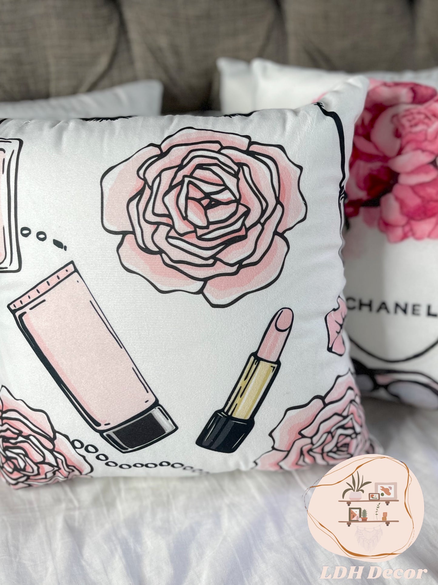 Chanel Makeup Inspired Throw Pillow