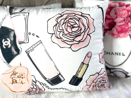 Chanel Makeup Inspired Throw Pillow