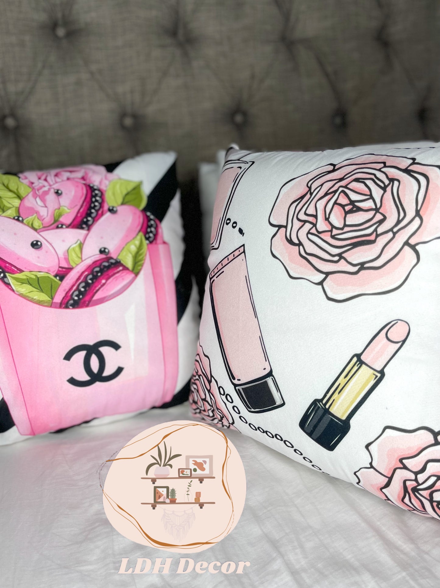Chanel Makeup Inspired Throw Pillow