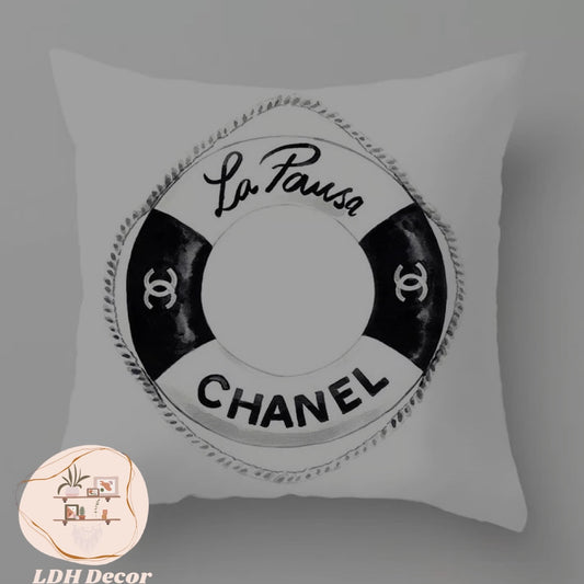 Black & White Chanel Inspired Throw Pillow