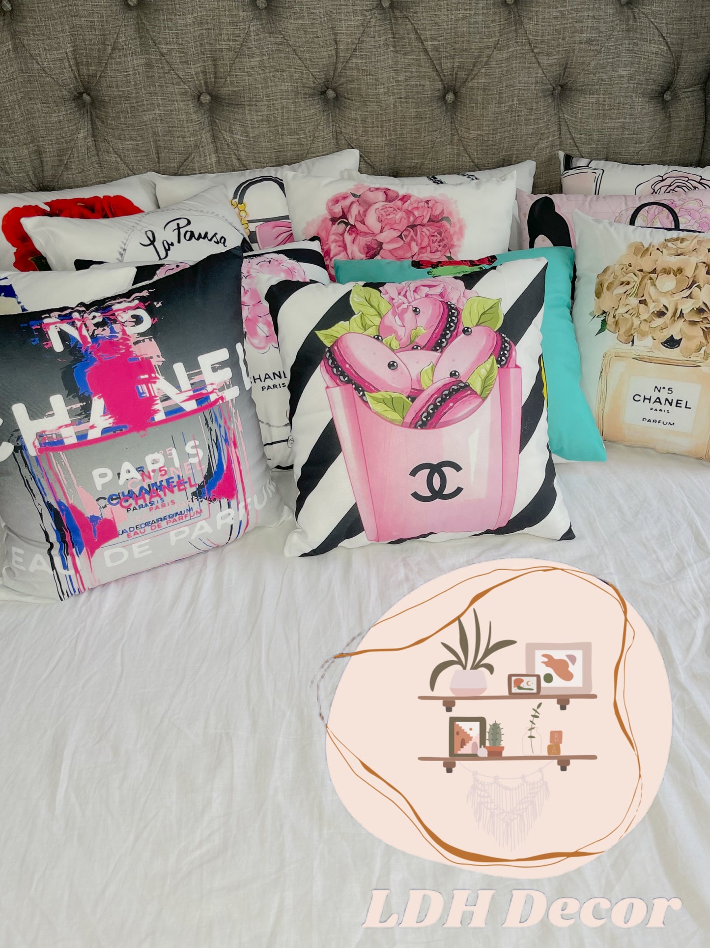 Stripped Chanel Inspired Throw Pillow