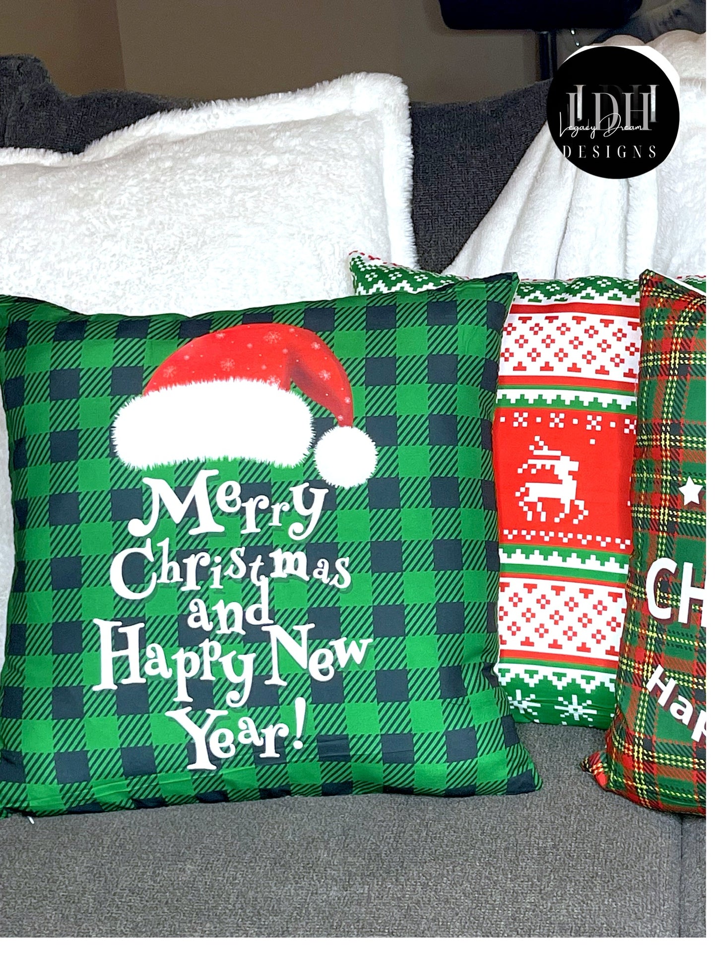 Green Holiday Throw Pillow