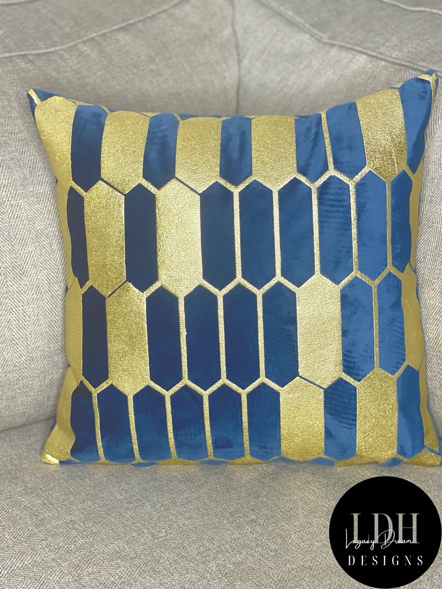 Navy Blue & Gold Glam Throw Pillow