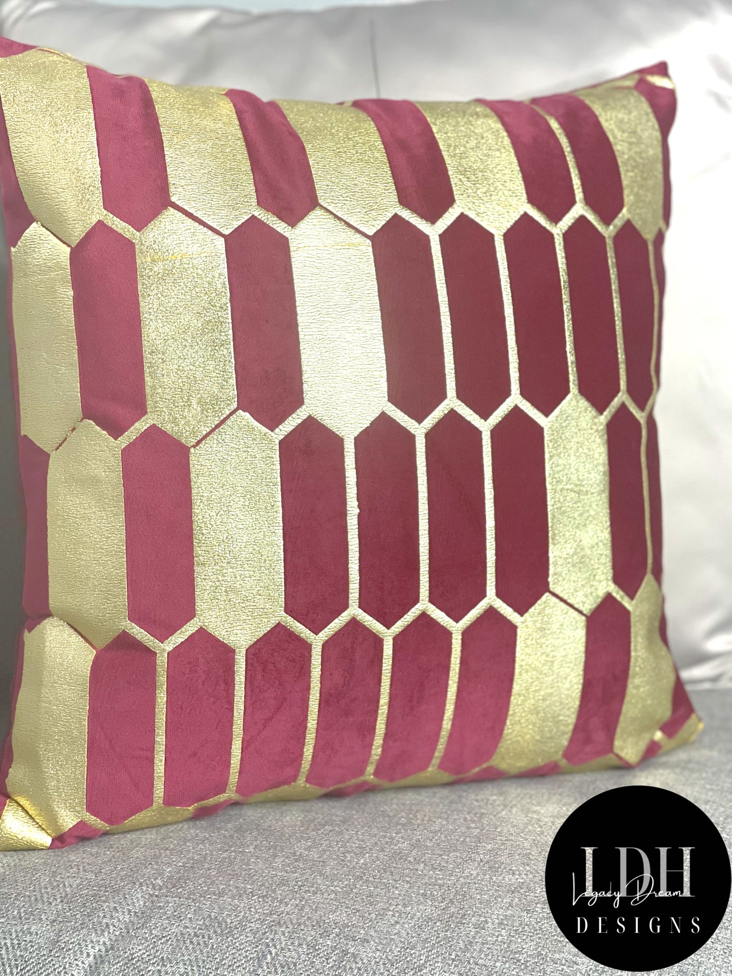 Burgundy & Gold Glam Throw Pillow