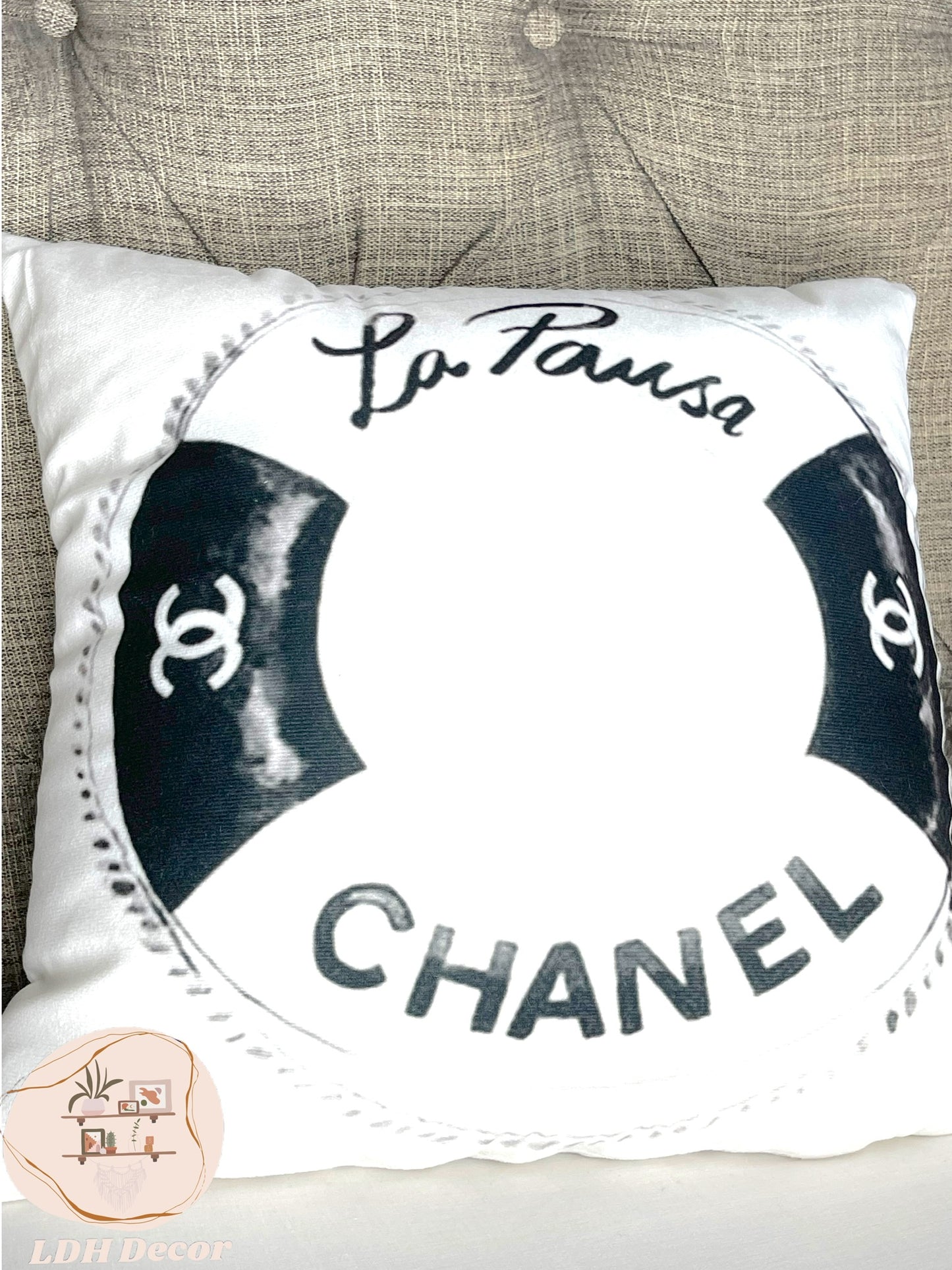 Black & White Chanel Inspired Throw Pillow