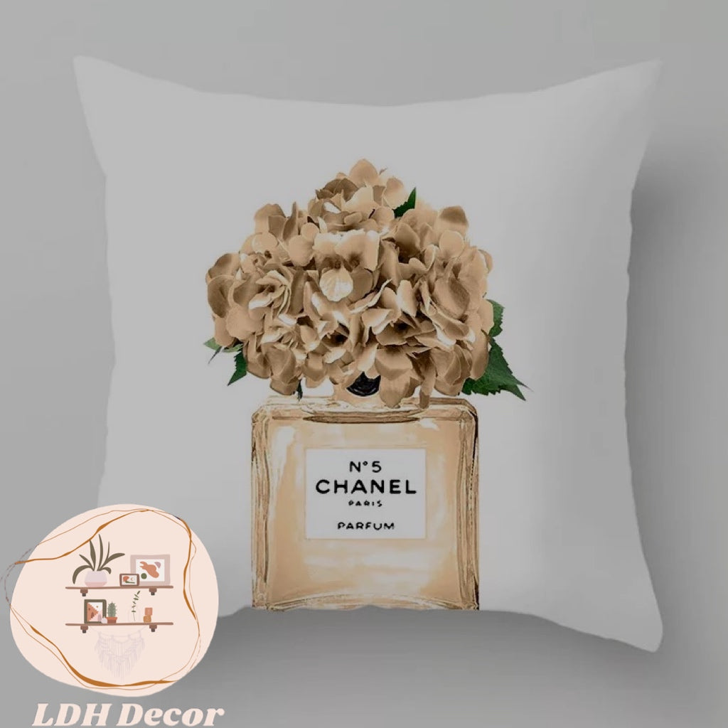 Tan Chanel Inspired Throw Pillow