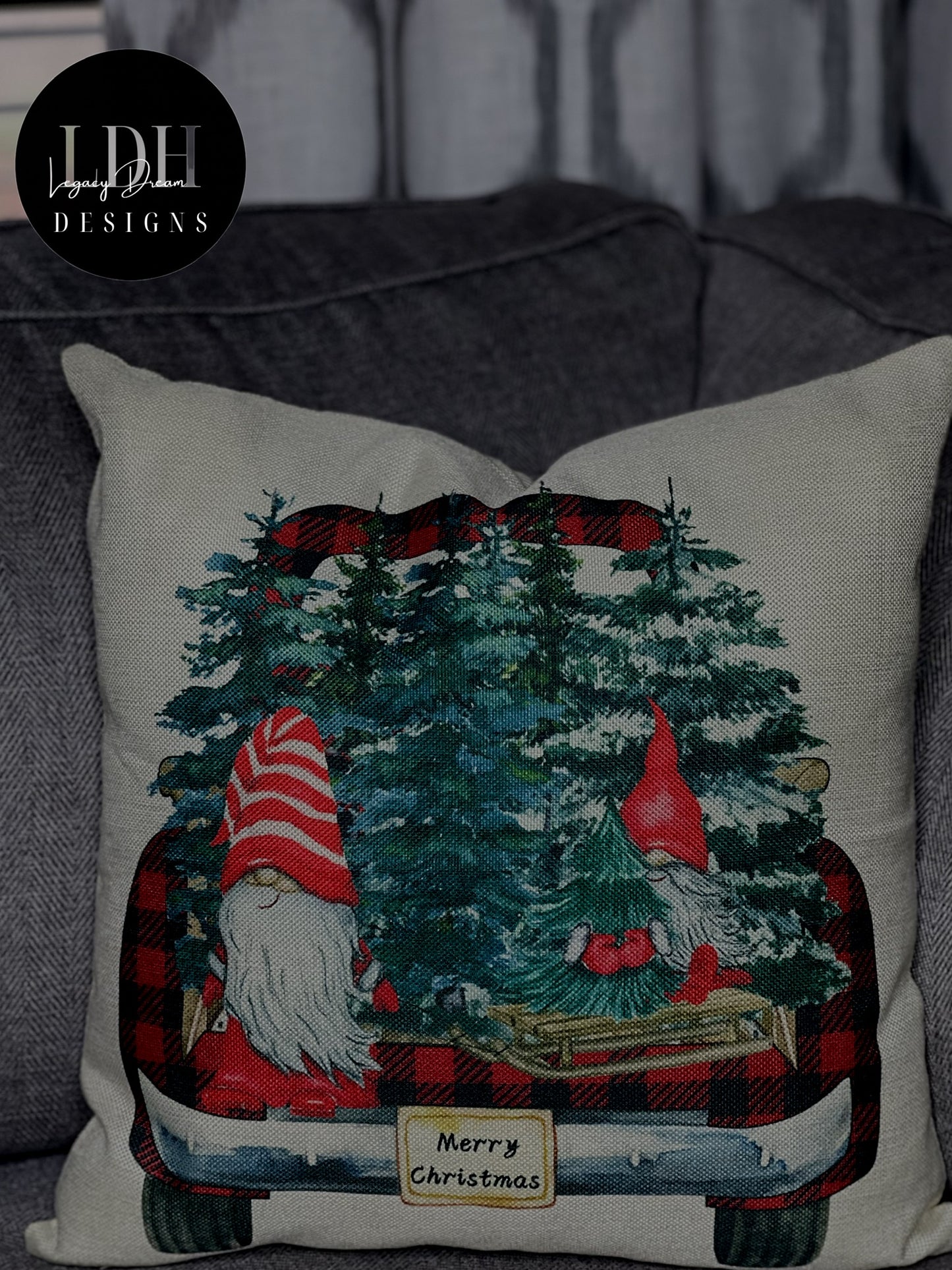 Cream Holiday Throw Pillow