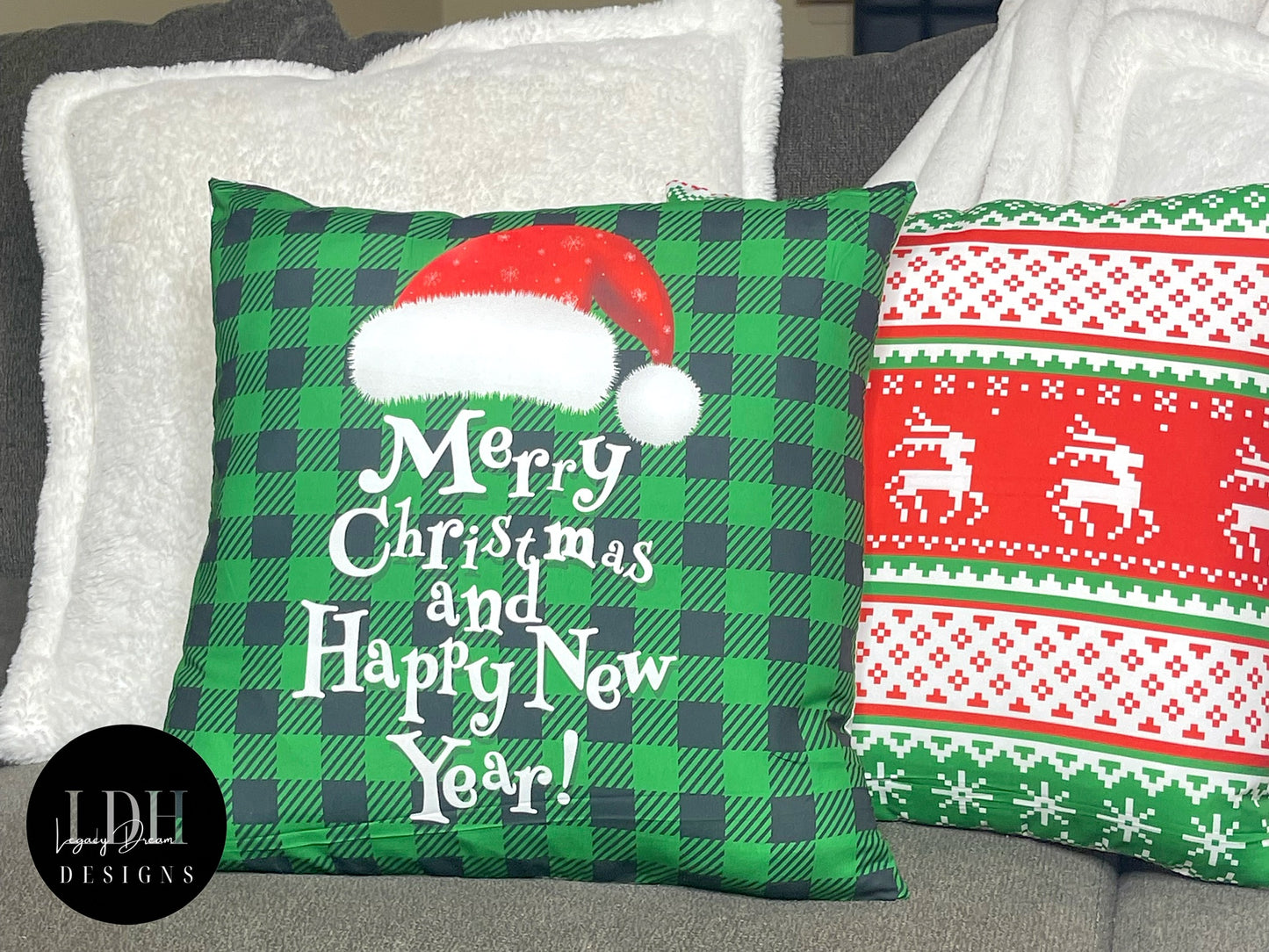 Green Holiday Throw Pillow
