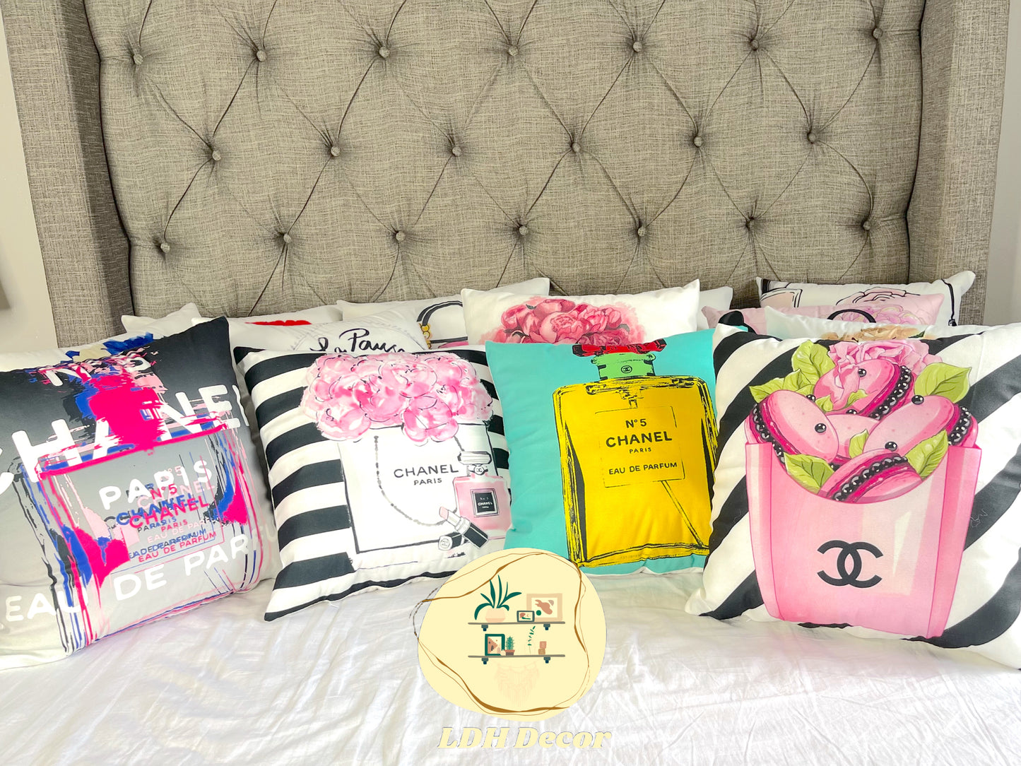 Blue & Gold Chanel Inspired Throw Pillow