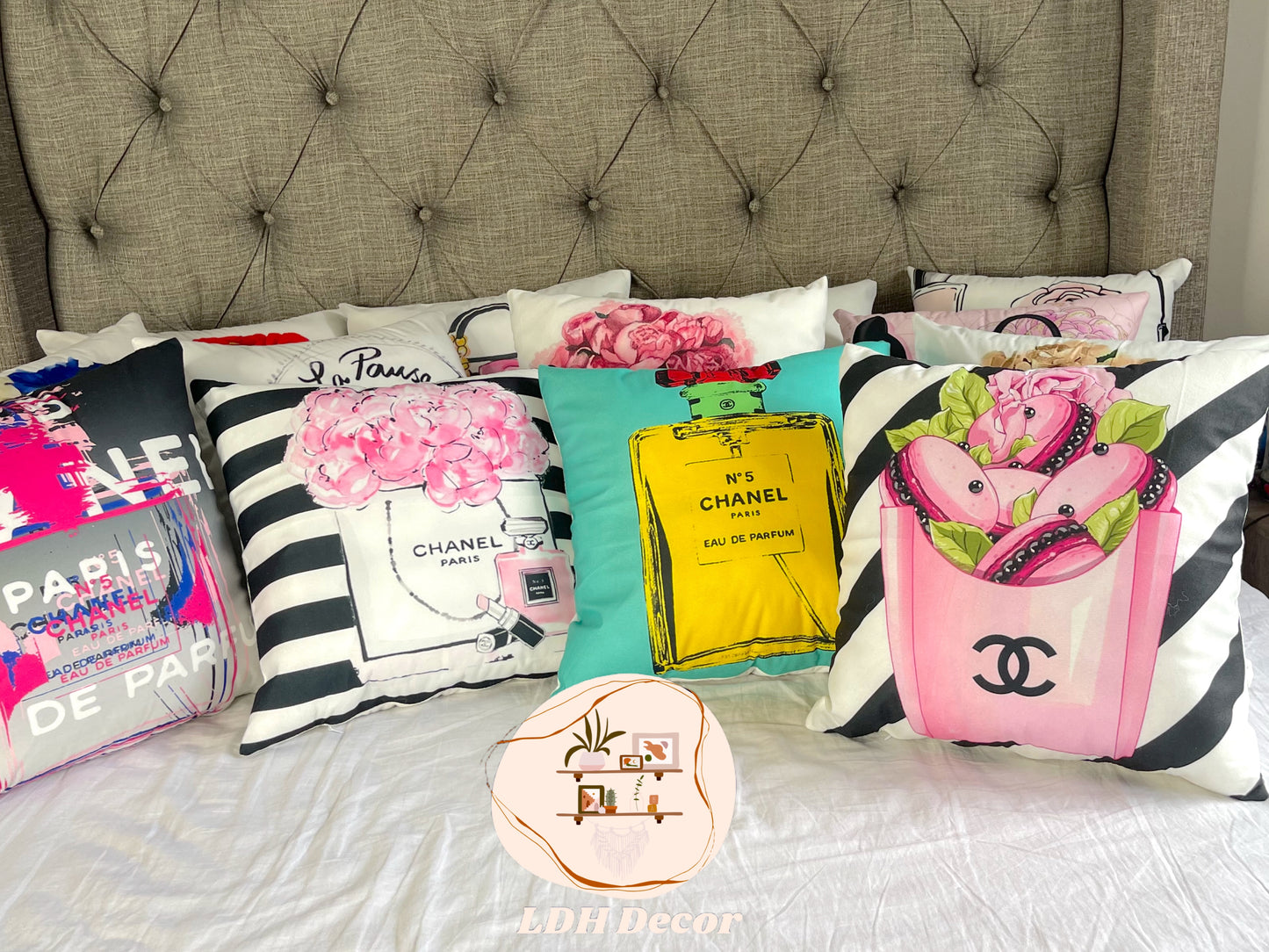 Blue & Gold Chanel Inspired Throw Pillow